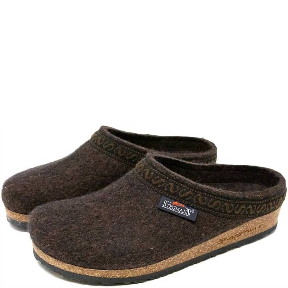 NEW STEGMANN women's original cork wool clog in teak